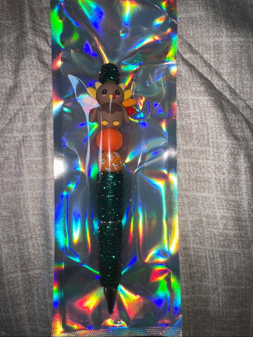 Thanksgiving Thankful Turkey Glitter Pen - Green & Orange🍁